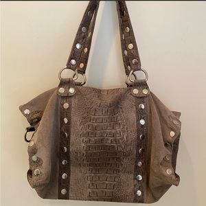 Hammitt Westwood Gray Leather and Suede Satchel